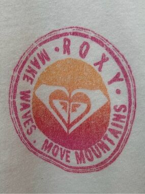Roxy Women's Ivory Tee with Orange and Pink Gradient Logo